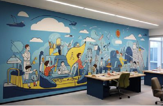 鹤峰办公室墙绘的特点。