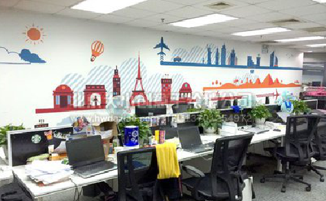 鹤峰教你设计办公室墙绘的方法。