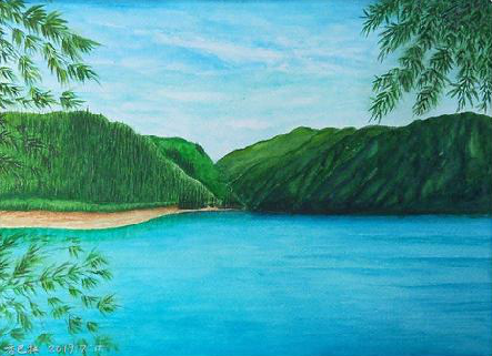 鹤峰在墙绘中，如何绘画绿水青山？